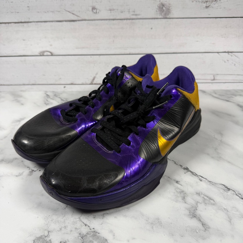 *FOR REPAIR* Nike Zoom Kobe 5 Lakers Away Black Purple Gold 386429-071 Mens 9.5